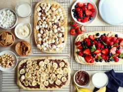 dessert pizza, three ways